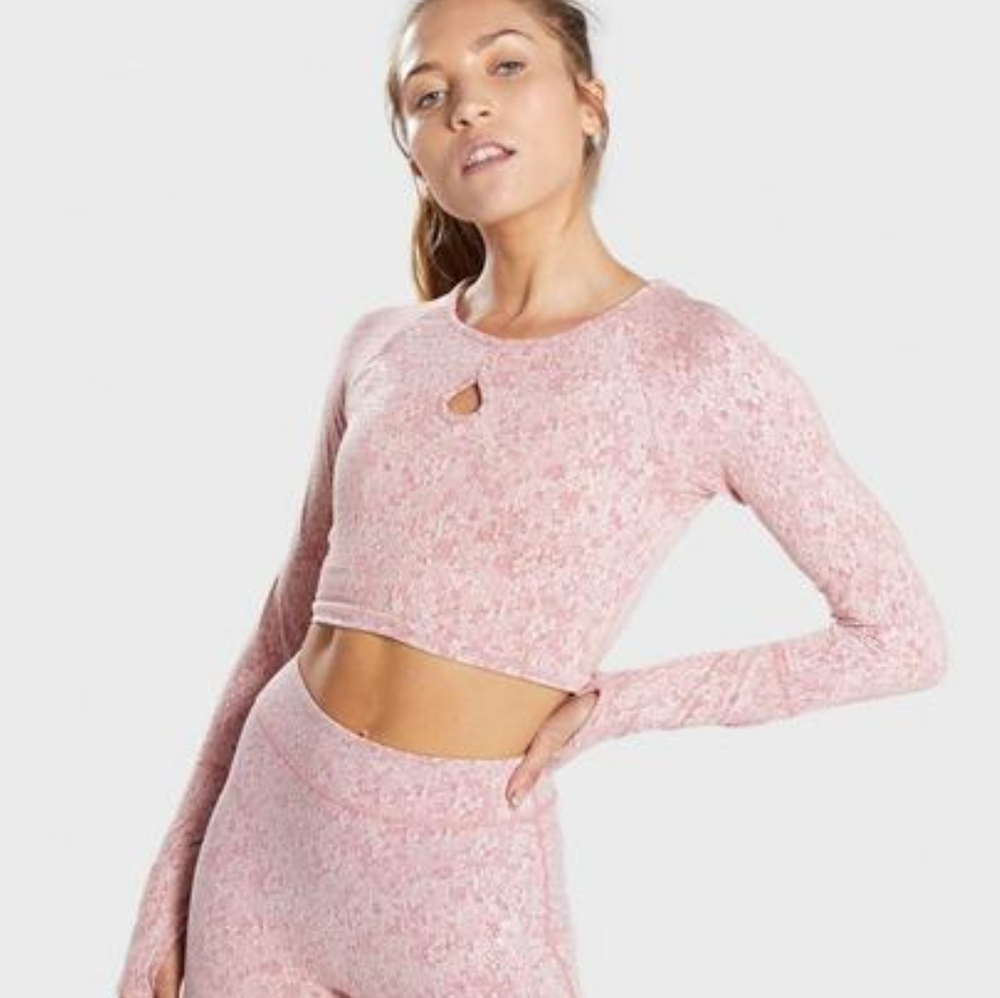 Gymshark fleur pink long sleeve crop